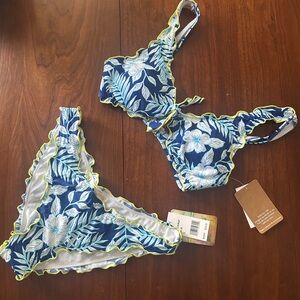 Hobie Tropical Blue Bikini Set with Yellow